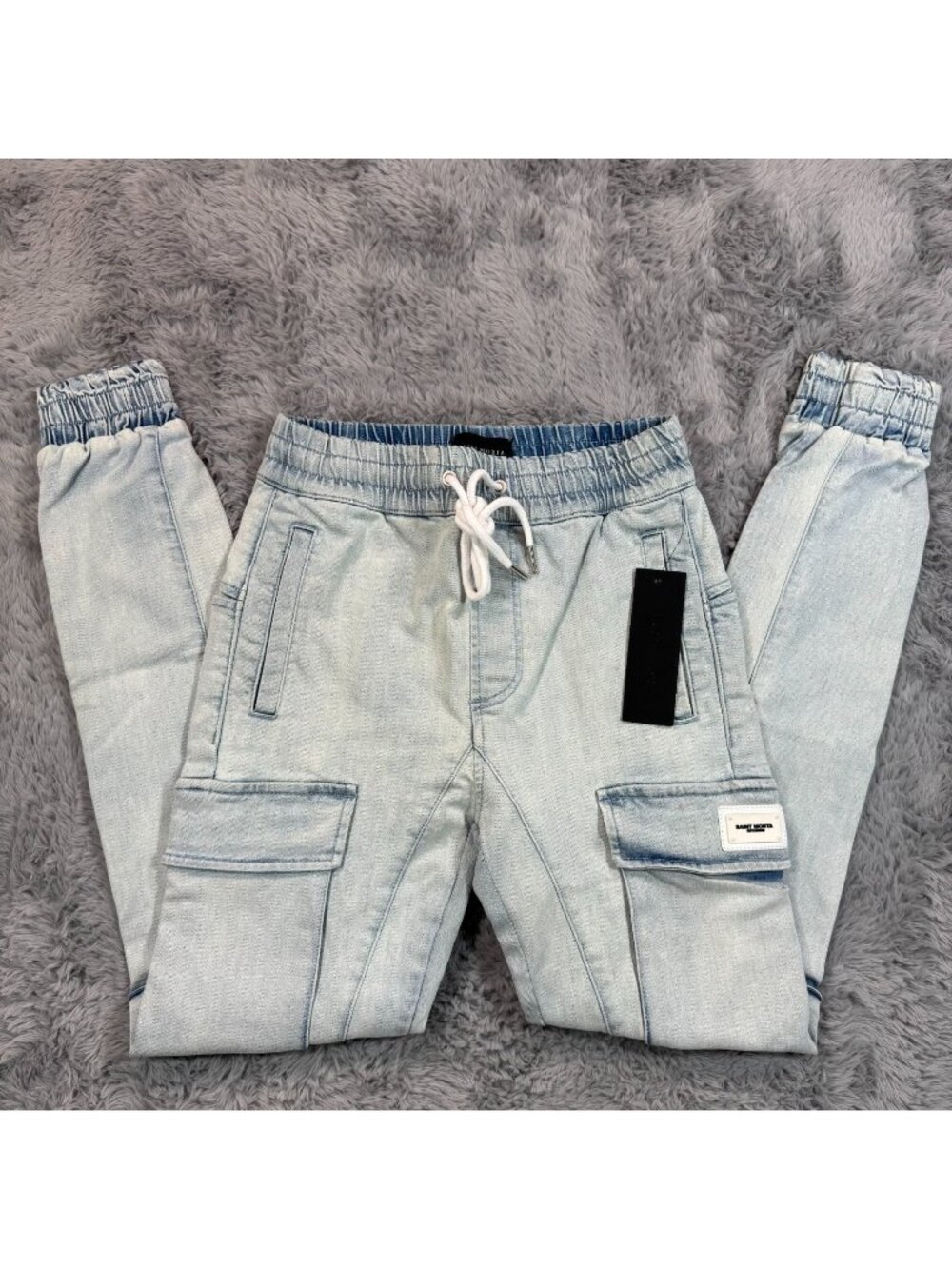 Saint Morta Annex Jeans Men's XS Blue Cotton Denim Tapered Jogger Cargo Stretch